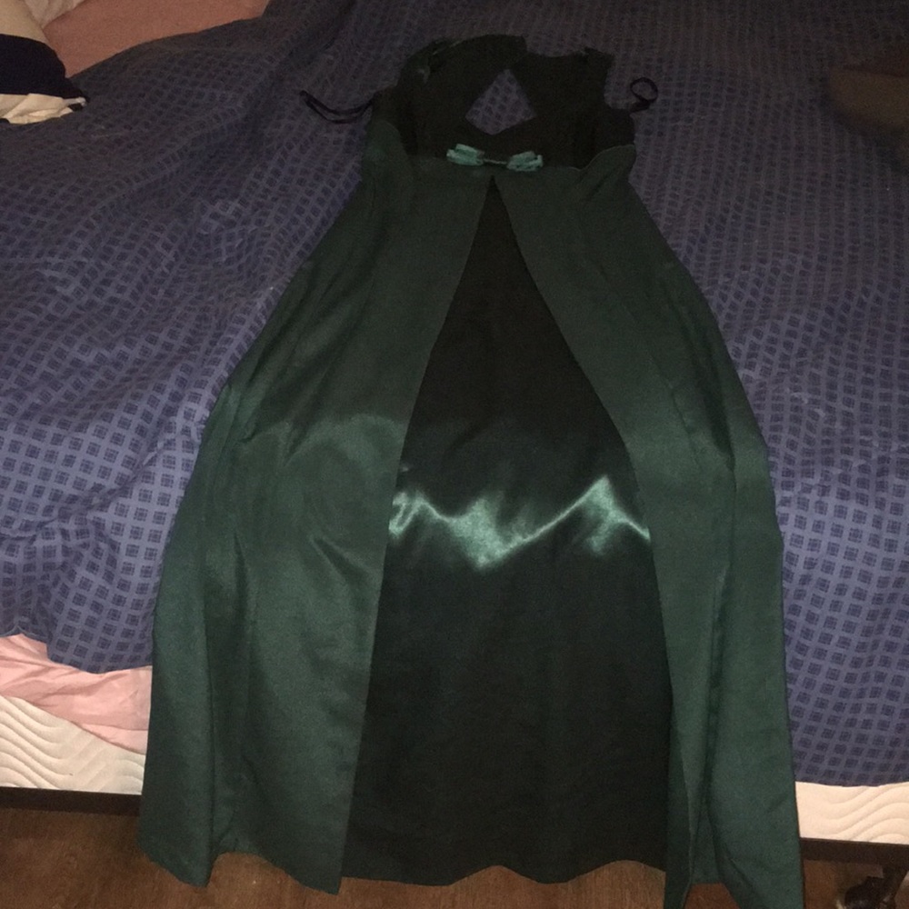 Silky forest green dress,corset waist,zip up - Picture 1 of 2